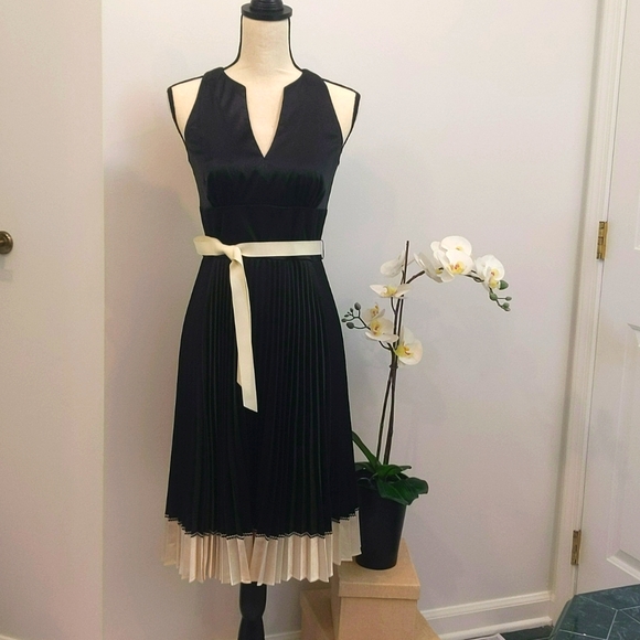 Chetta B Dresses & Skirts - Chetta B Sleeveless Pleated Black Midi Dress - Size 4